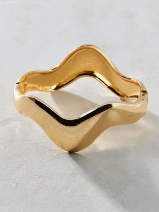 New! Gold Organic Wave Bangle Bracelet