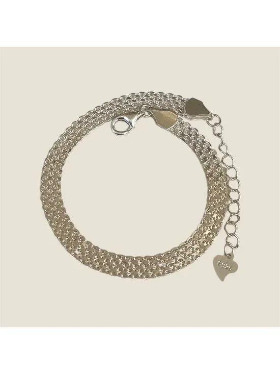 Sterling Silver 925 Mesh Bracelet Adjustable 6-7.5 Inches Lightweight 3.5g