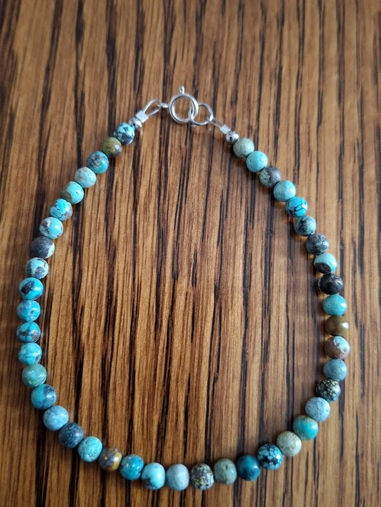 Bracelet Hubei Turquoise 4mm Beaded 7.5