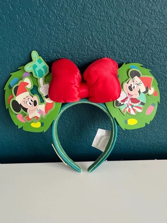 Disney Loungefly Mickey & Minnie Mouse Christmas Ears Headband Souvenir