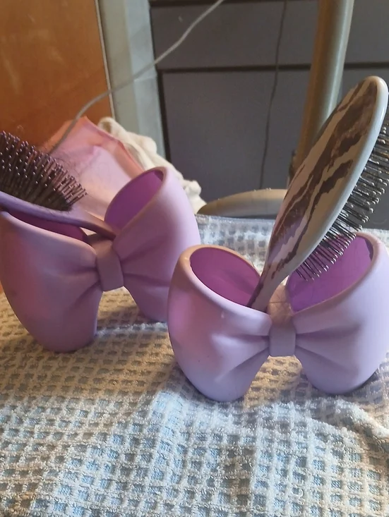 Lavender Bow Hair Brush Holders - Pair