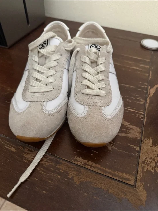 Tory Burch Neutral Suede & Leather Sneakers - Cream/White