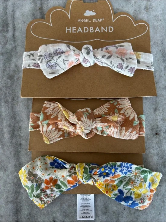 Angel Dear Floral Knot Headband Set - Multicolor Sizes 0-12M 12-24M