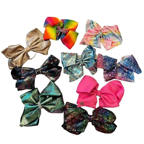 JoJo Siwa Hair Bows for Girls Lot of 9 6 Clips‎ 3 Ponytail Holder