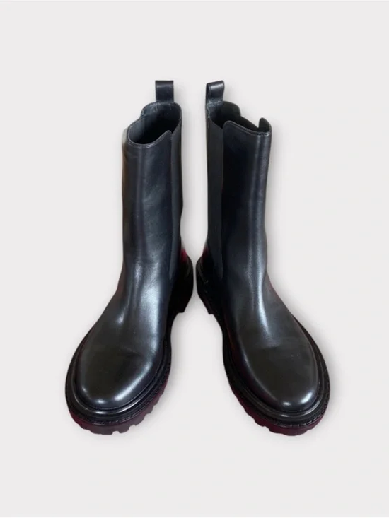 TORY BURCH REVOLVE Black Mid-Calf Leather Boots