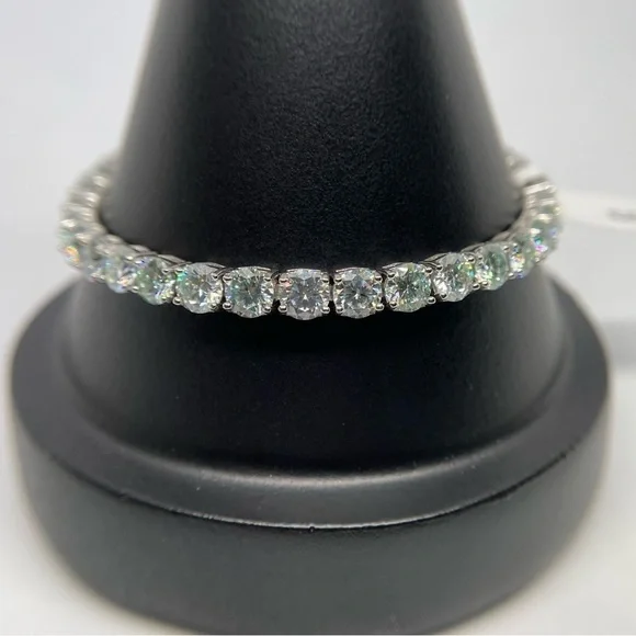 Huge Moissanite Diamond Tennis Bracelet 18K 925 28 Ct Brilliant Round Cut