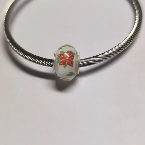 Silver Christmas‎ Holly Charm for Pandora Style Bracelet
