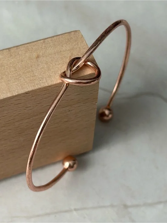 Minimal Knot Open Cuff Bracelet in Rose Gold Tone
