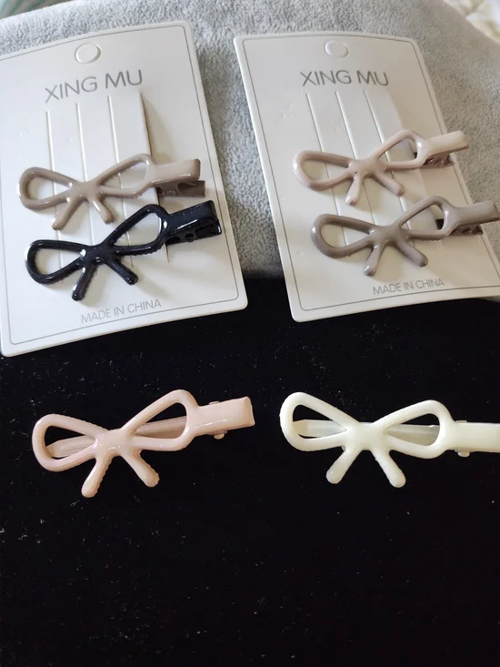 Kids (or adults) Bow Hair Clips - Black, Beige, Blush, Cream - 6 Total