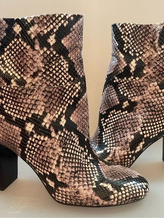 Tory Burch Snake-Print Leather Ankle Boots Booties 8.5 M