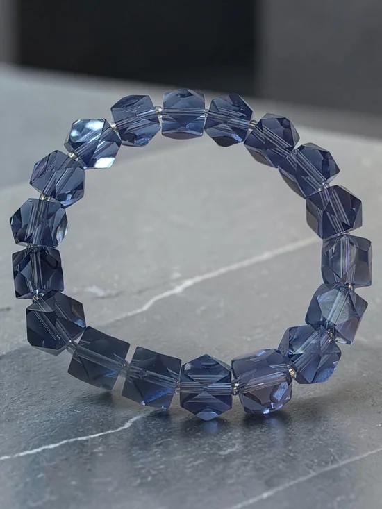 Faceted Blue Crystal Stretch Bracelet - Women Jewelry