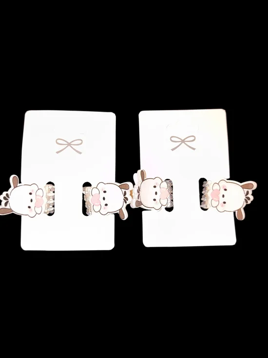 Cute Cow Cartoon Kids Hair Clips - Pink & Brown