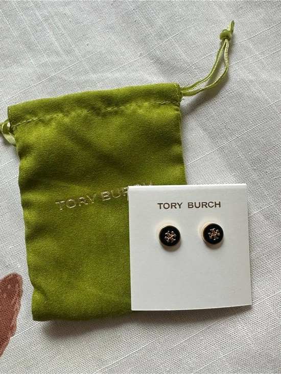 tory burch kira enamel circle stud earrings