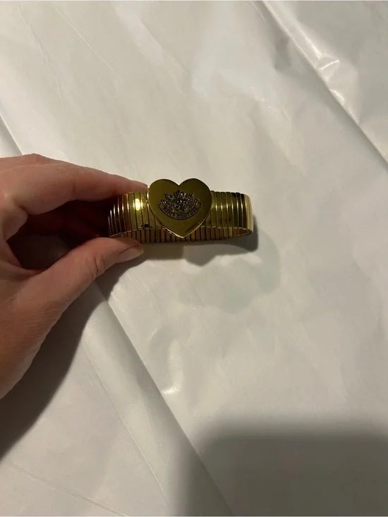 Vintage Juicy Couture Gold Tone Heart Link Stretch Bracelet