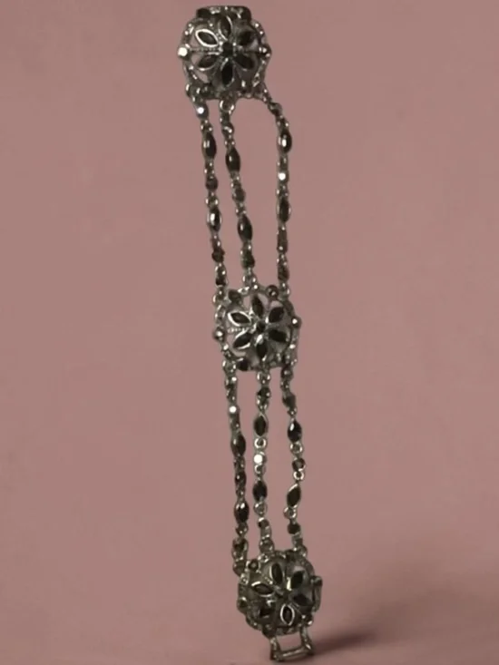 Vintage Black Onyx andMarcasite Bracelet .