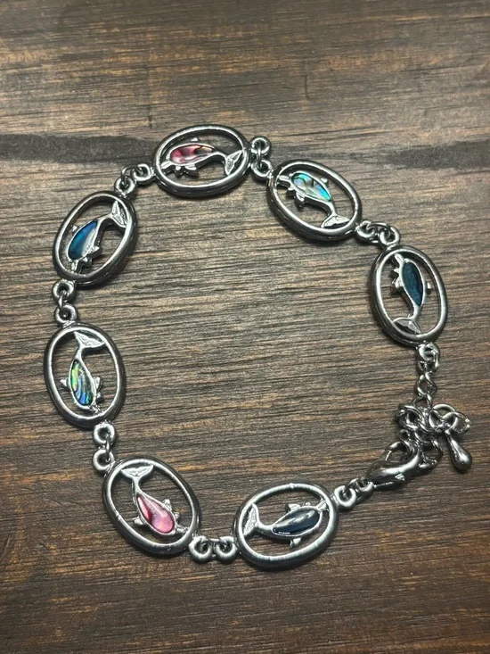 abalone silver toned bracelet
