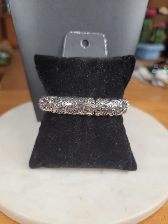 paparazzi Silver Filigree Stretch Bangle Bracelet