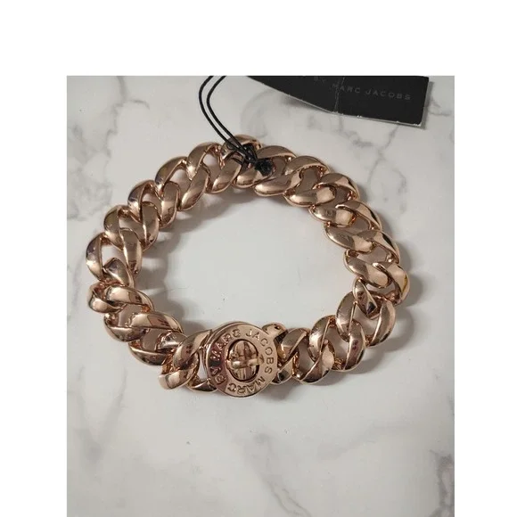 MARC JACOBS Rose Gold Link Bracelet w/ Turn Lock Clasp & Dust Bag - NWT