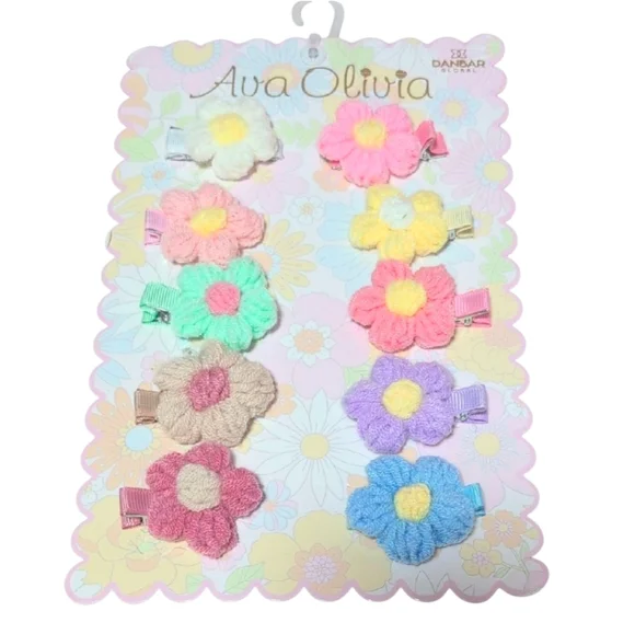 Floral Baby Hair Clips Set  of 8