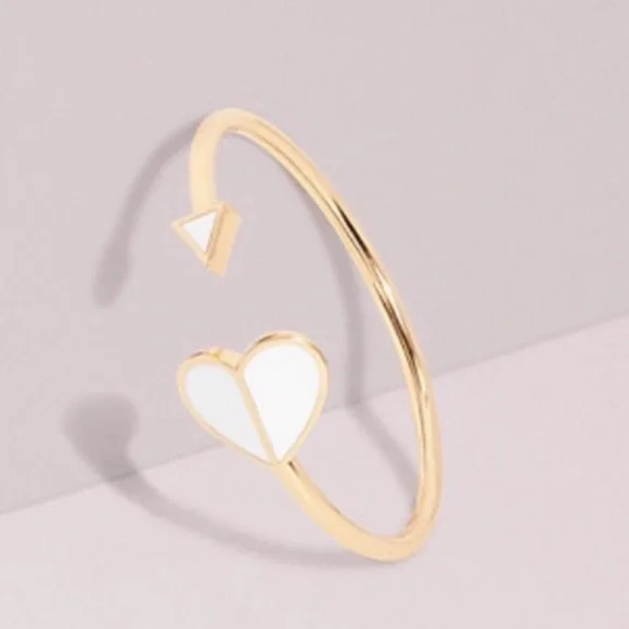 $68 Kate Spade Heritage Heart Metal Spade Flex Bracelet white