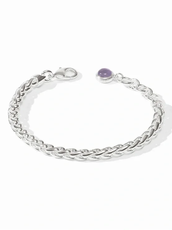 Julie Vos Silver Braided Bracelet with Purple Cabochon