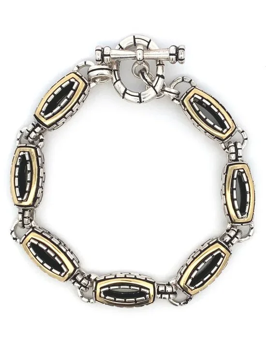 Vintage Sterling Silver and 18ky Gold John Atencio Capture Toggle Bracelet