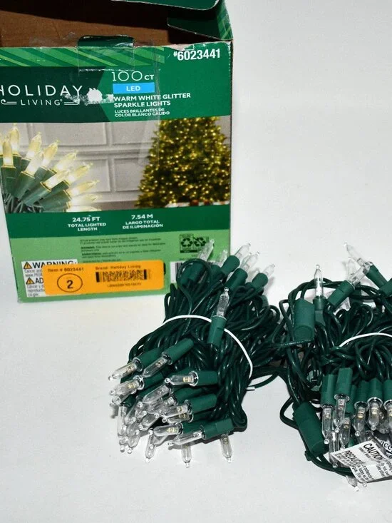 Holiday Living 100 Count LED Warm White Glitter Sparkle String Lights Indoor/Out