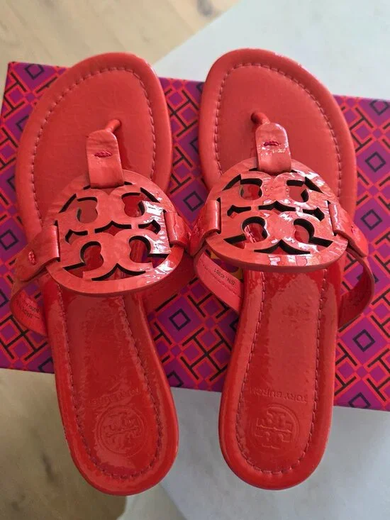 Tory Burch Miller sandal red orange patent leather 6.5