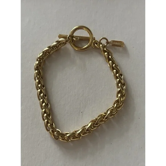 Jones New York Gold Tone Chain Bracelet Toggle Closure Signed 7