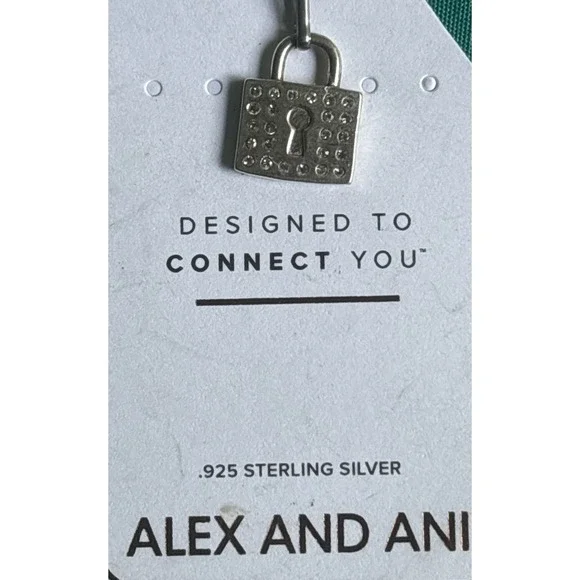 Alex & Ani 925 Sterling Silver Lock Slider Silver Tone Charm Pendant 1/3