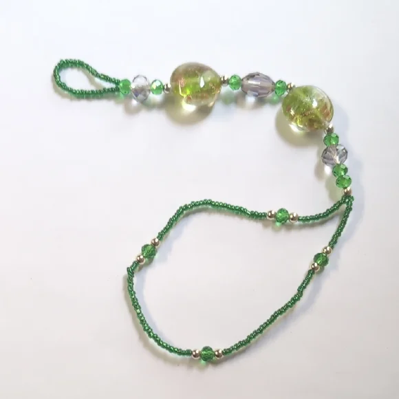 Green and Yellow Beaded Bracelet with‎ Braided Cord
