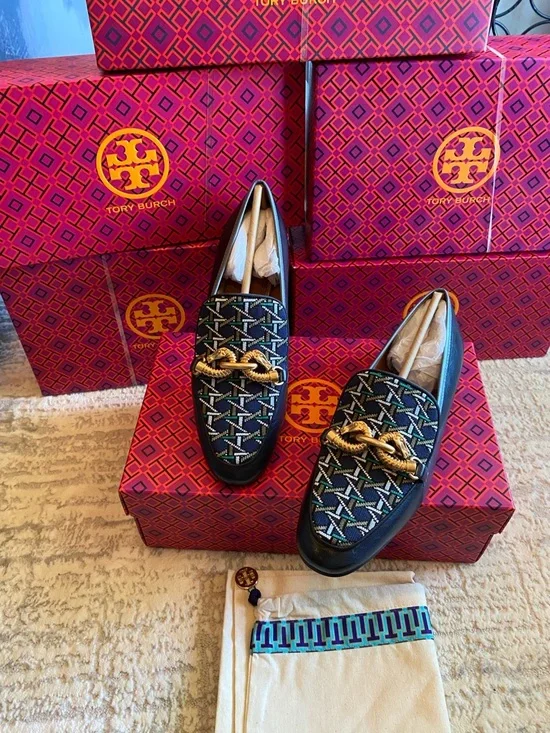 Tory Burch Navy JESSA Loafers