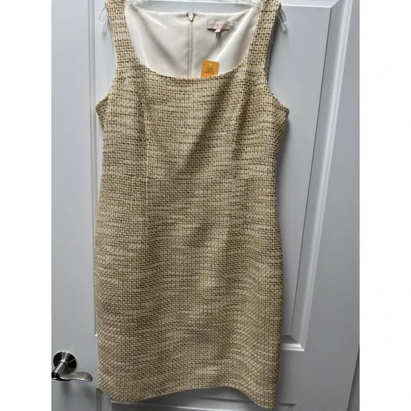Tory Burch NWT Emma Dress Size 14 Yellow Sunglow Tweed Sleeveless Sheath‎