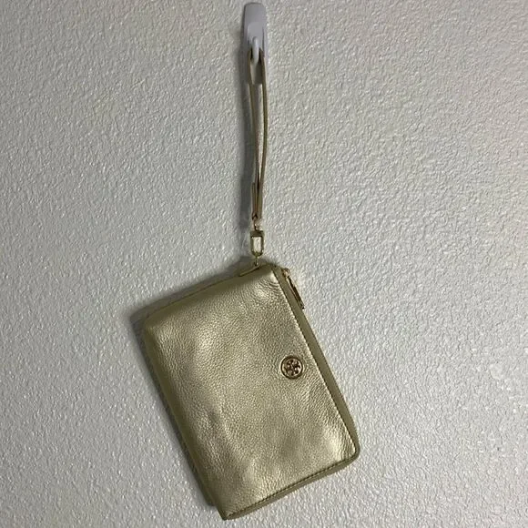 NWT-Tory Burch- soft gold Landon large wristlet
