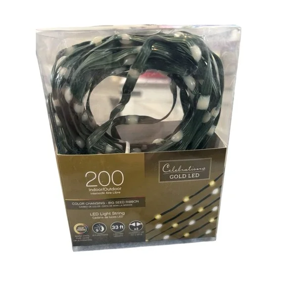Celebrations 200 LED Color Changing Big Seed Ribbon Indoor Outdoor Lights 33 ft