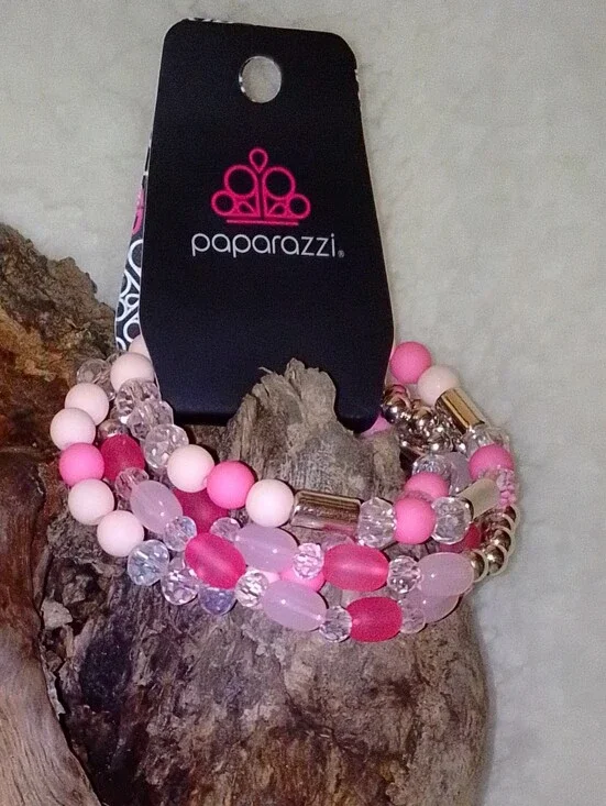 paparazzi Pink Multi-Strand Beaded Bracelet Stack