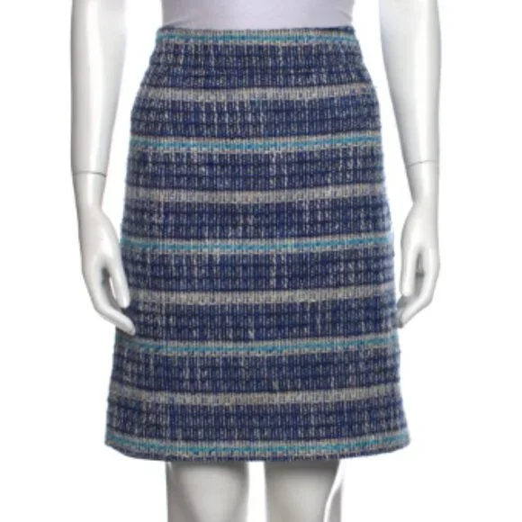 Tory Burch Tweed Darren Skirt in Normandy Blue‎ sz 4