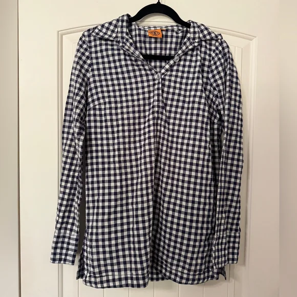 Tory Burch Blue & White Gingham Tunic Size 6