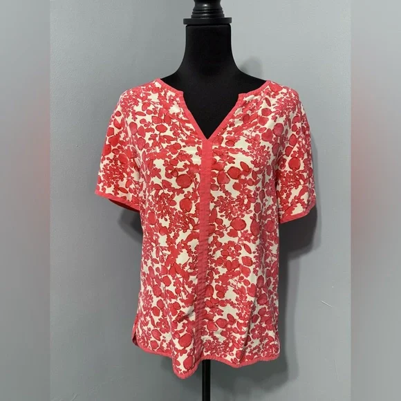 Tory Burch V-Neck Short Sleeve Silk Blouse Women’s‎ Size 8