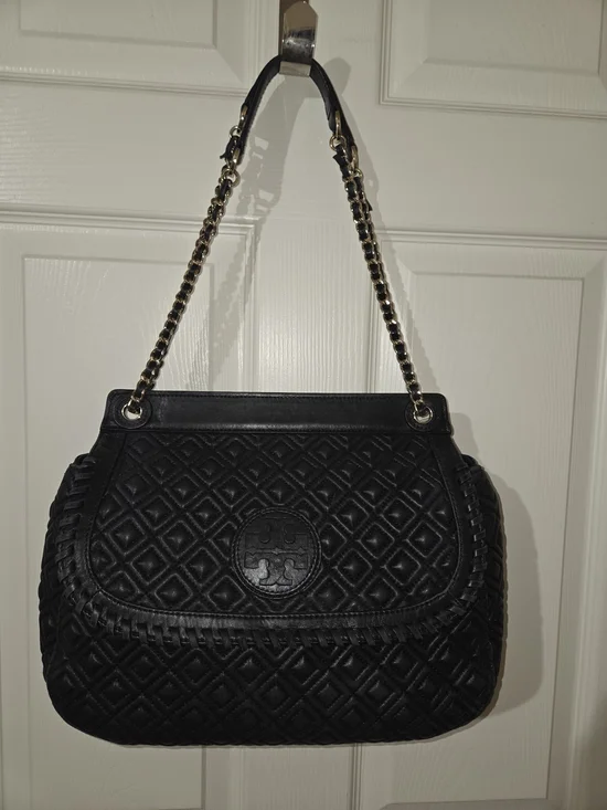 Tory Burch Black Quilted Chain-Shoulder Satchel