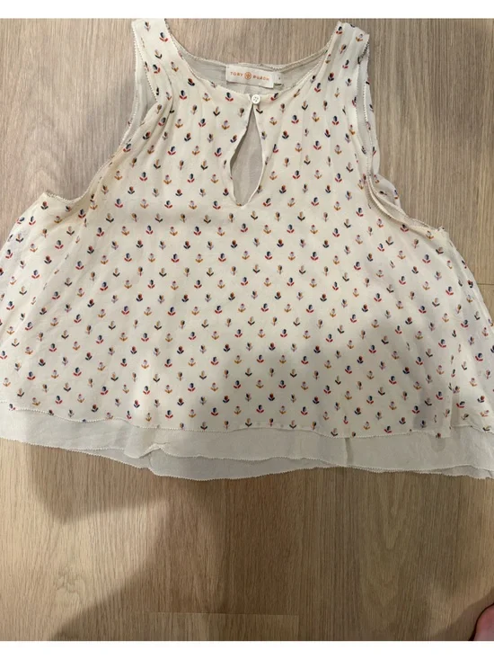 Tory Burch Cream Sleeveless Floral Dot Girls Top