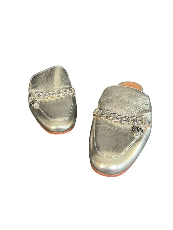 Tory Burch Mini Benton Loafer Slide In Spark Gold Leather, Size 6M WORN ONCE