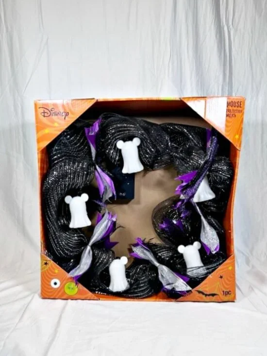 Gemmy Disney Mickey Mouse Halloween Ghost Emoteglo Projection Musical Wreath