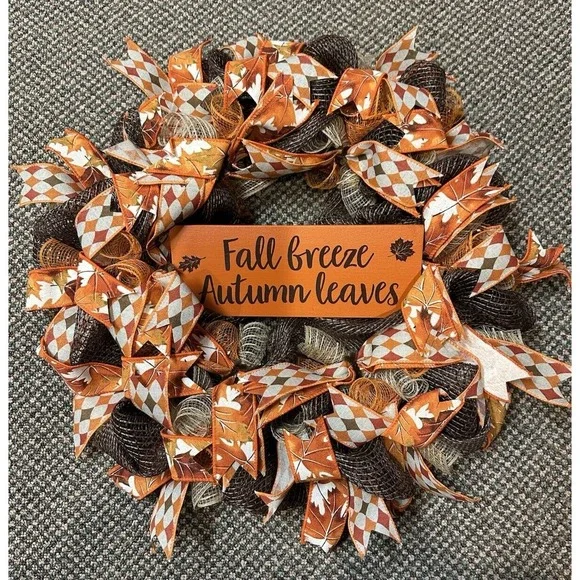 Handmade Fall Breeze Autumn Leaves Orange Brown Ribbon‎ 18