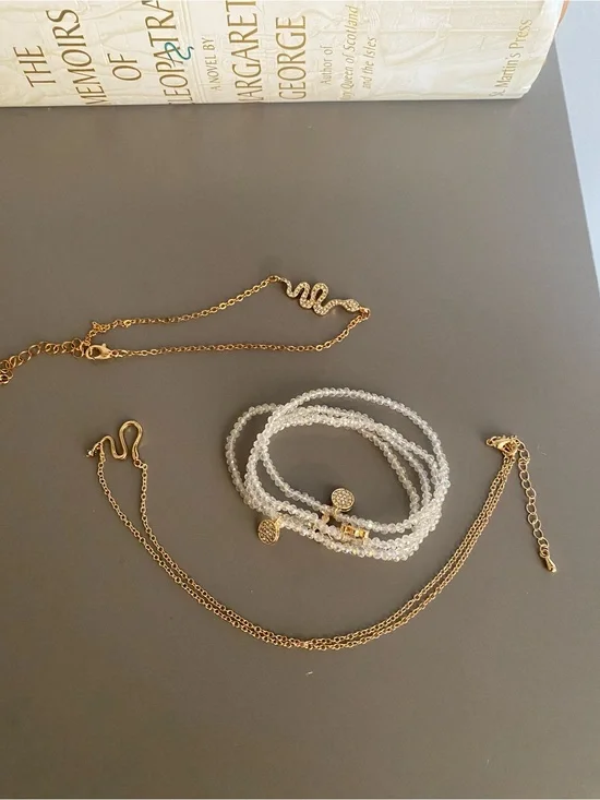 “Snakes & Sparkles” ✨ Layered jewelry set/NWOT/anklet, necklace, bracelets