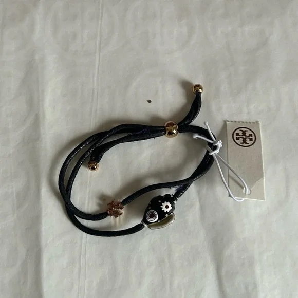 Tory Burch Shell Slider Bracelet In Tory Gold Black Multi