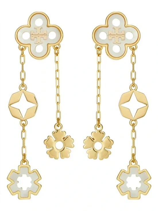 Tory Burch forget me not drop earrings.