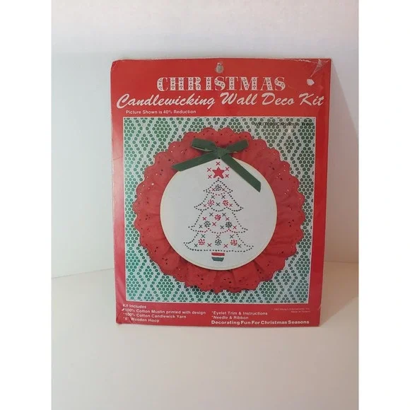 Vintage Christmas‎ Candlewicking Wall Deco Kit Christmas Tree New