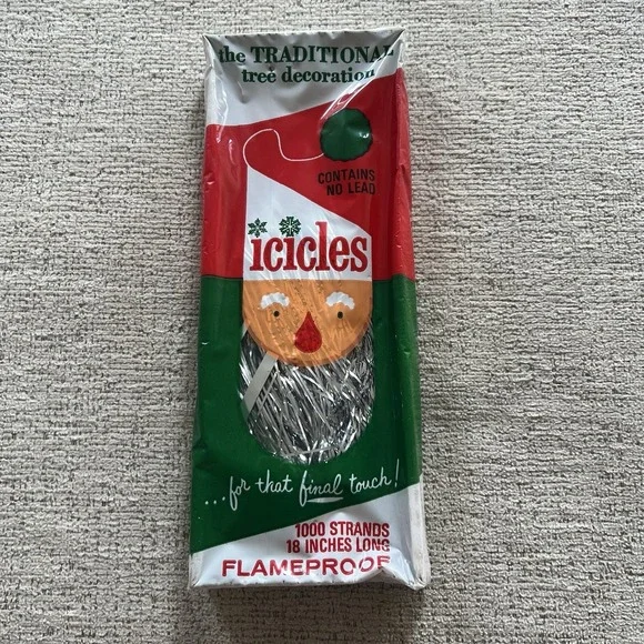 Vintage SILVER Tinsel Icicles Christmas New In Box 1000‎ Strands 18