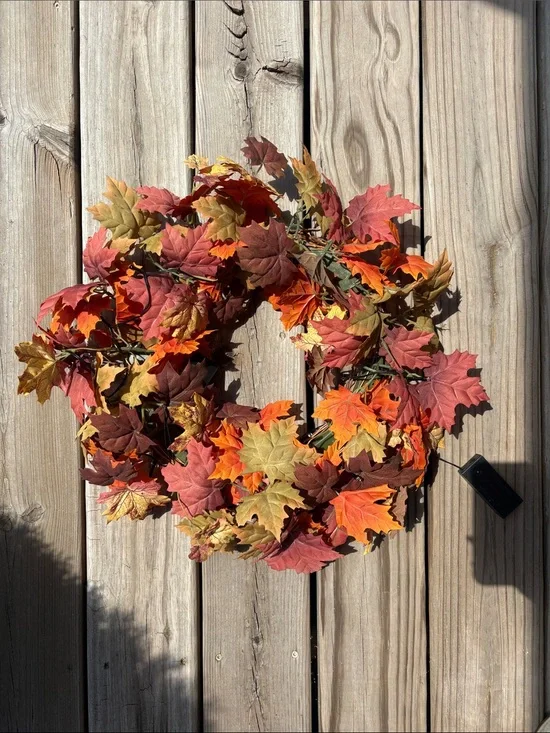 Autumn Maple Leaf Wreath - Multicolor Fall Home Holiday Decor